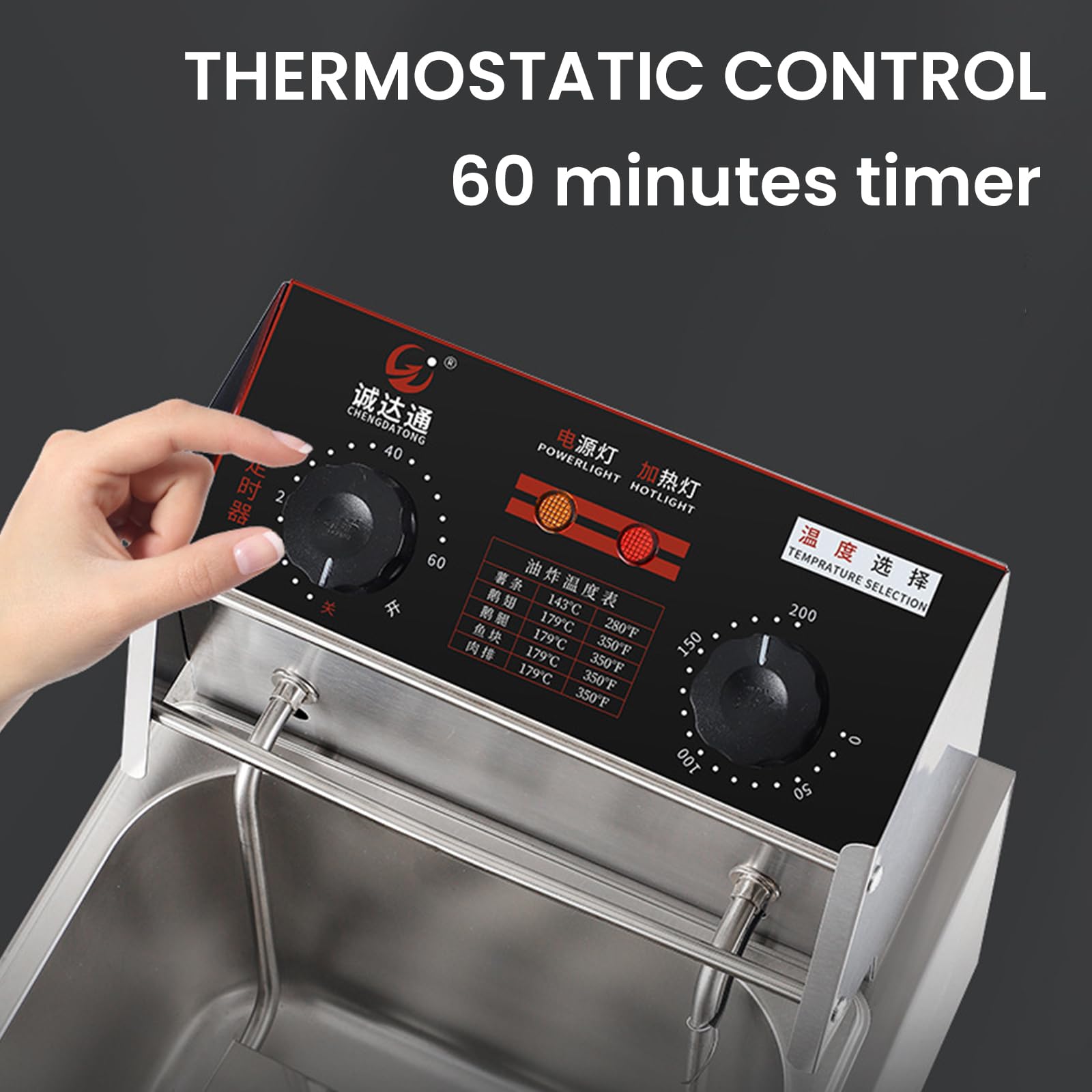 2500W Friggitrice Elettrica da Banco con Cestello Rimovibile Friggitrici Commerciali Friggitrice con Controllo della Temperatura 60 Minuti Timer per Ristorante Uso Domestico,Single Tank
