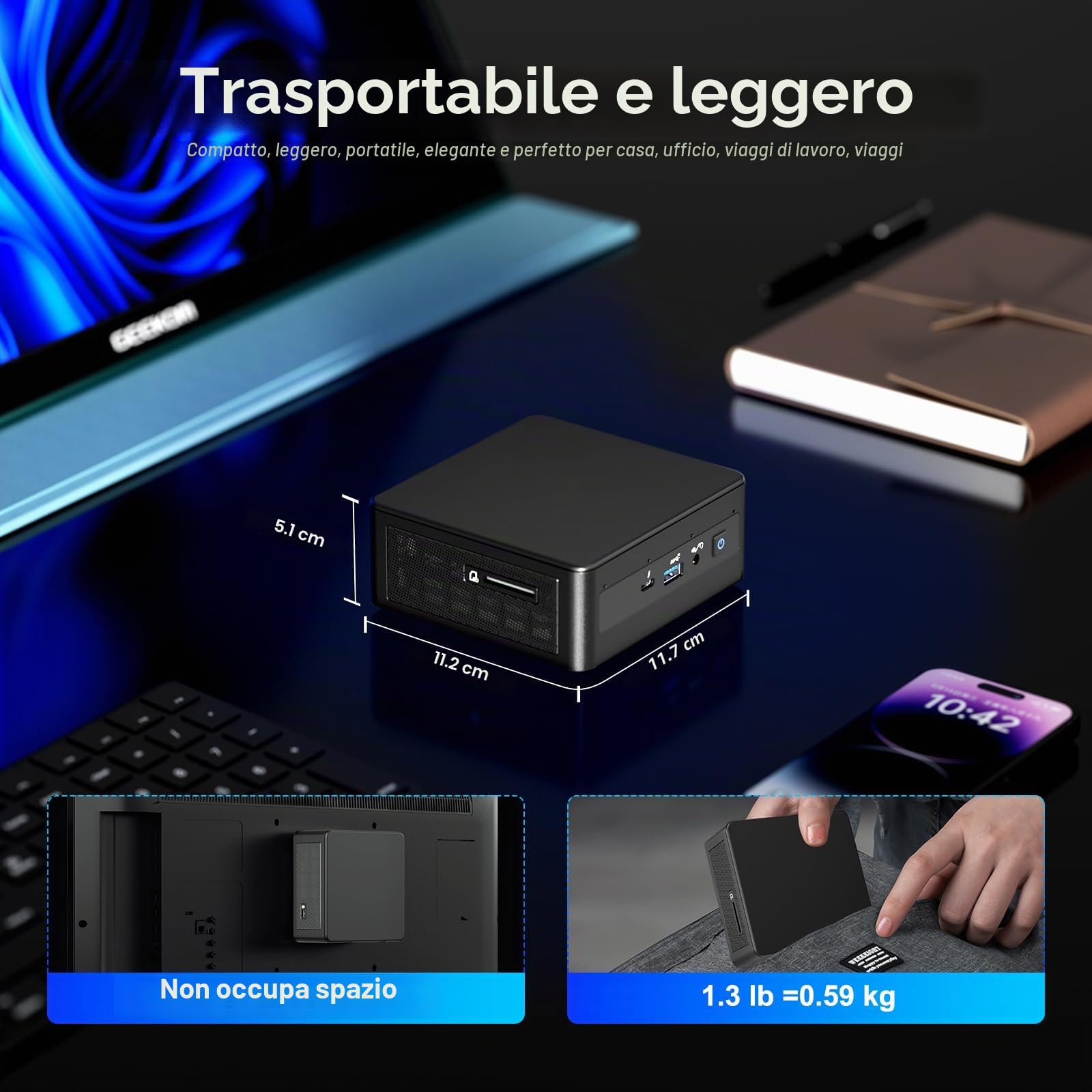 Intel NUC 11 Panther Canyon Mini PC, Core i7-1165G7, senza RAM, senza SSD, senza sistema operativo Mini computer, LAN 1000M/WiFi 6/BT5.2, computer aziendale per ufficio/scuola/casa (NUC11PAHi7)