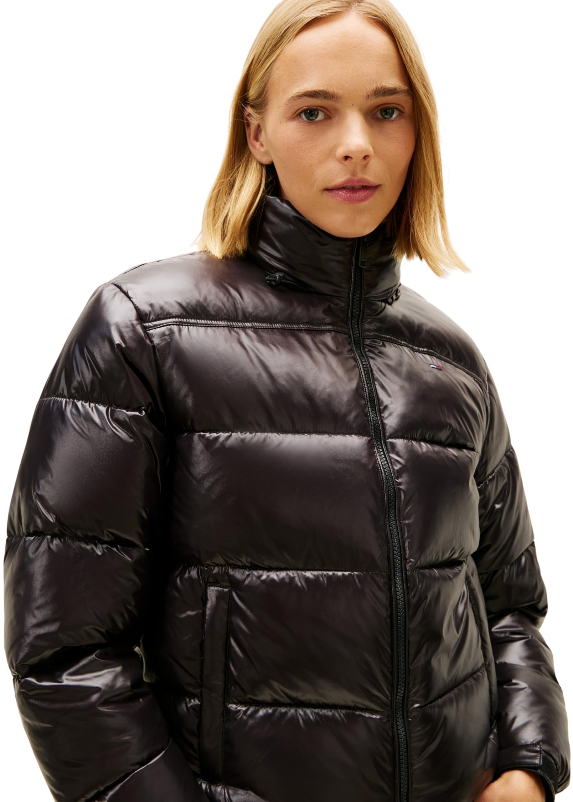 Tommy Jeans Damska kurtka puchowa TJW PCKBL HD ESS PFFR SHINY EXT DW0DW22039, CZARNA (Czarna), S, czarny (czarny), S