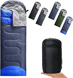 Saco de dormir para acampamento, 3 estações, clima quente e frio, leve, impermeável, mochila portátil para adultos e crianças - acessórios essenciais para acampamento, caminhadas, viagens