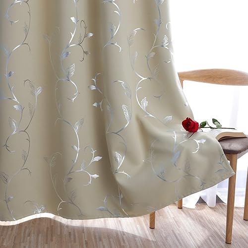 Miniatura 4 de BUHUA - Cortinas opacas con estampado floral de vid para dormitorio, sala