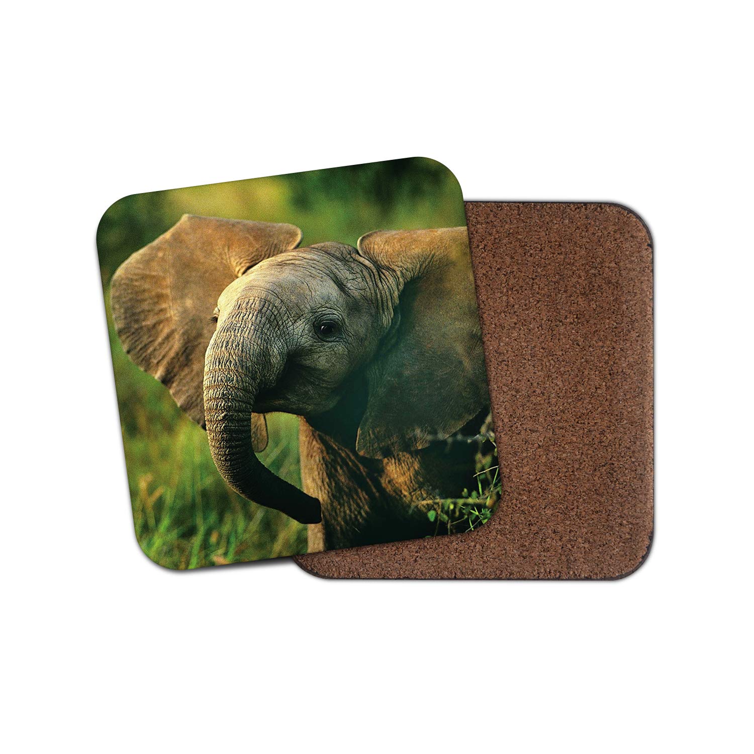Destinationvinyl Multicolor 1 X Adorable Baby Elephant Coaster - Animal Wild Africa Cute Mum #13014