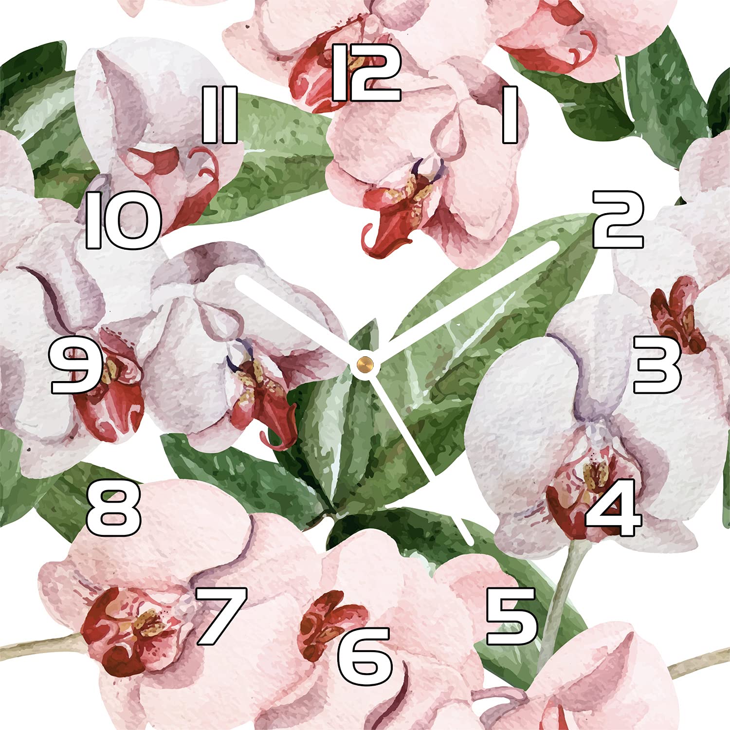 Horloge en verre moderne et robuste avec impression haute définition fleurs