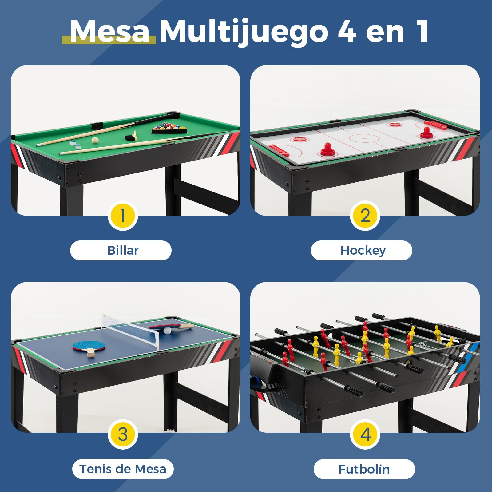COSTWAY Mesa Multijuegos Combinada Baloncesto Billar Ping Pong Hockey Shuffleboard Bolos Niños Adultos Fiesta Sala Juegos