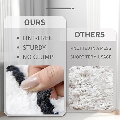 Miniatura 6 de Tititex Alfombra de baño de lujo de línea curva blanca y negra, 24 x 36 pulgadas, alfombra de baño de microfibra extra suave y absorbente, alfombra