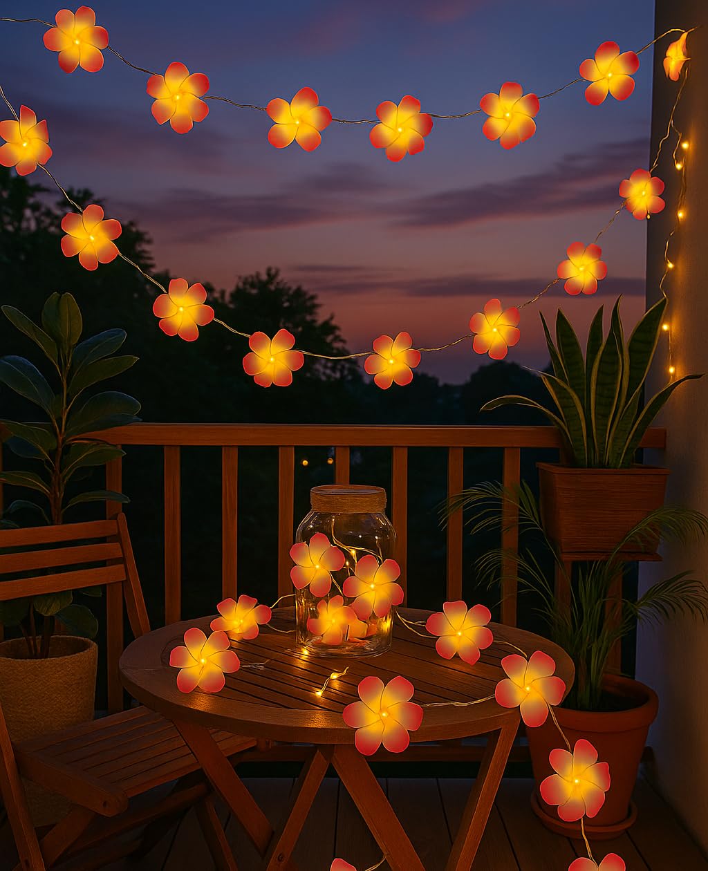Gzero Frangipani - Striscia di luci LED hawaiana in schiuma artificiale, alimentazione a batteria, per matrimoni, feste in spiaggia 2 set Pink Flowers