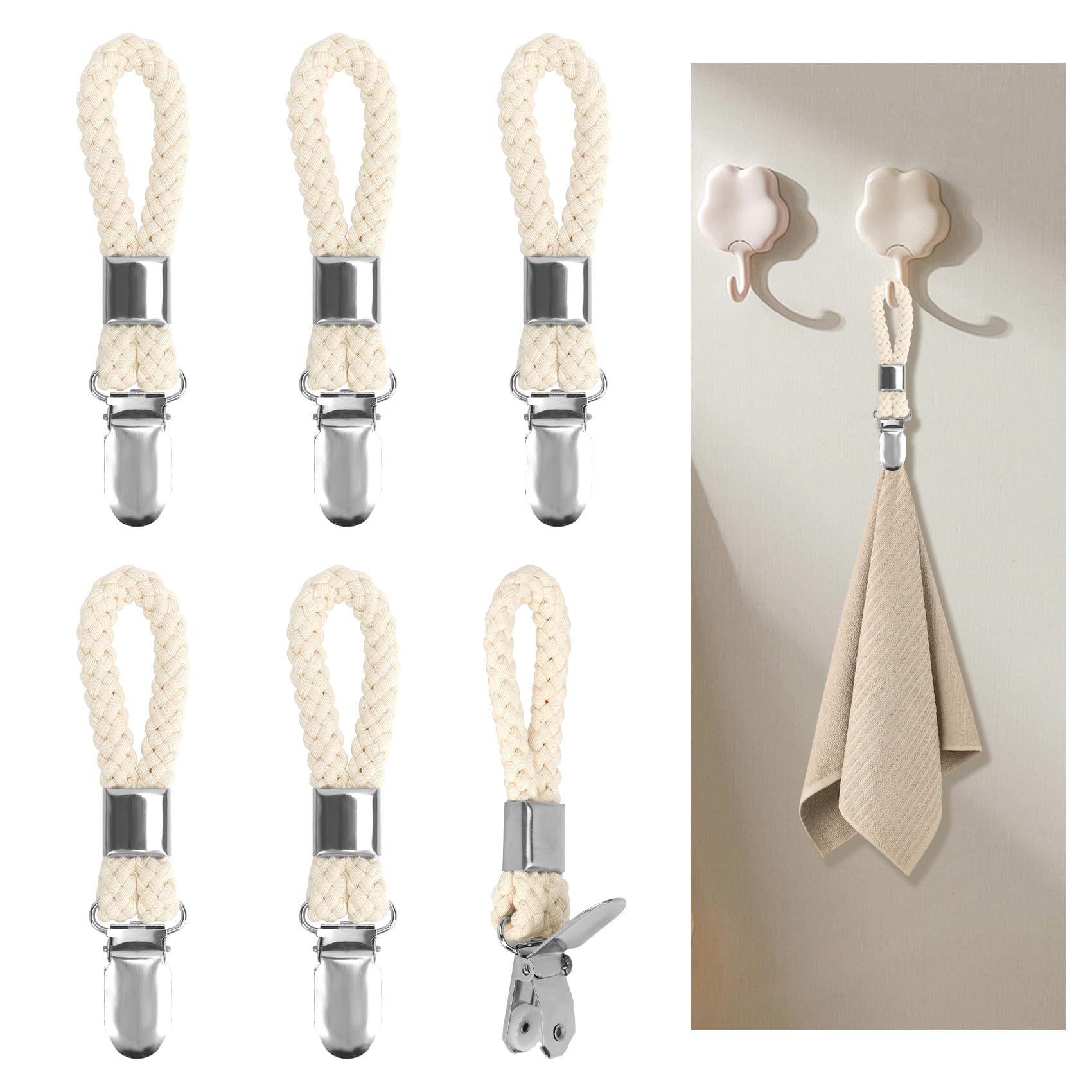 INGJIA Clip Per Asciugamani In Metallo - 15 Pezzi, Morsetti Universali Per Strofinacci E Teli Mare, 52 Mm, 5 Colori, Fino A 1 Kg - 3