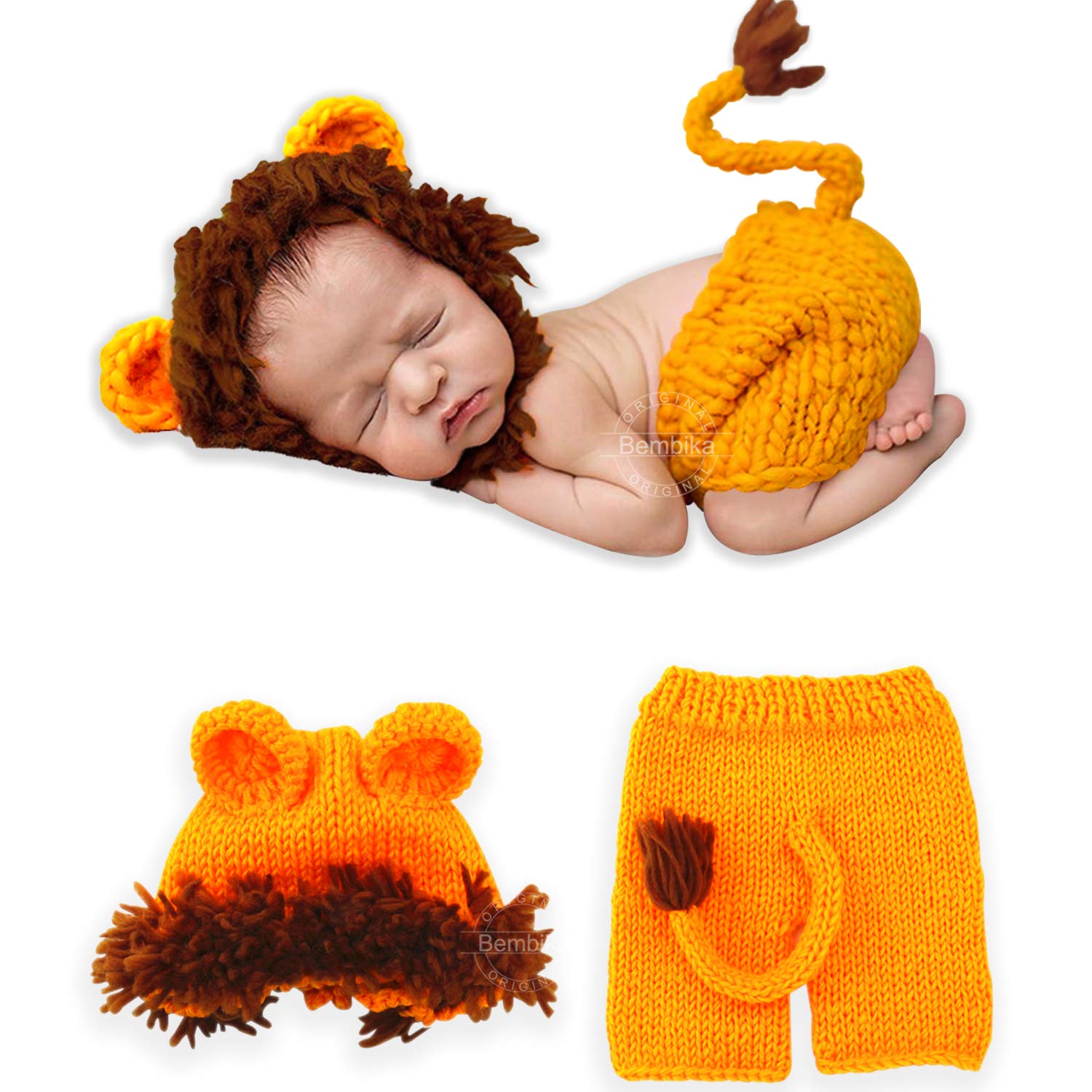 Bembika Lovely Knitted Chunky Shorts and Lion Hat Photography Props (Set of 2)-image-35