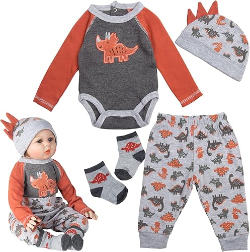 Ropa de muñecas Reborn de 22 pulgadas, conjunto de dinosaurio de 4 piezas para muñecas recién nacidas de 20 a 22 pulgadas