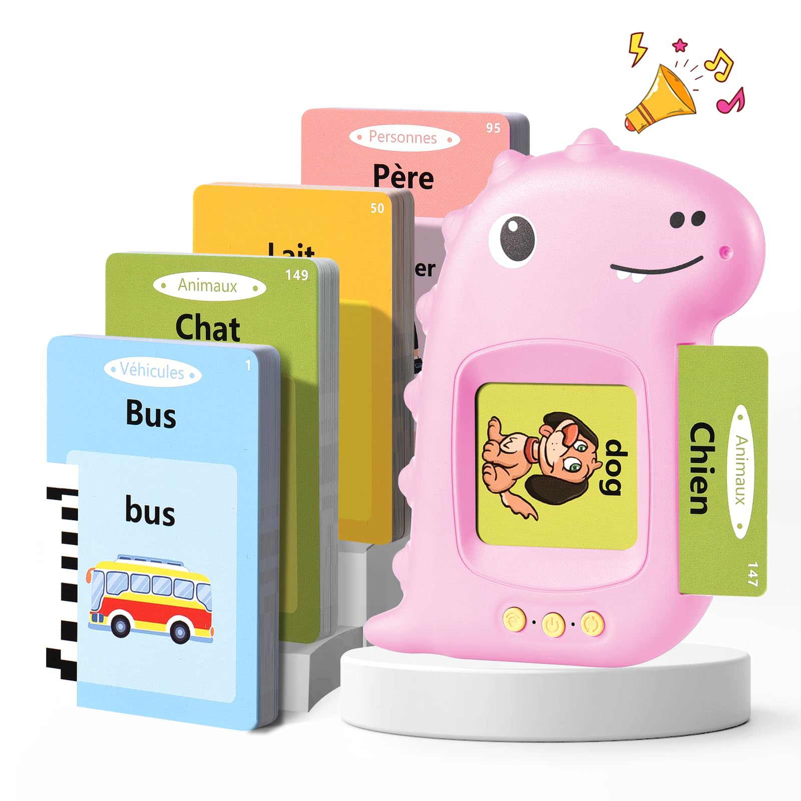 Talking Flash Cards Schede Flash Cards Parlanti Flash Cards Flash Cards Bambini Giocattoli Educativi per Bambini 2 3 4 5 6 Anni Autismo Giochi Regali di Compleanno Giochi Montessori(Rosa Francese)