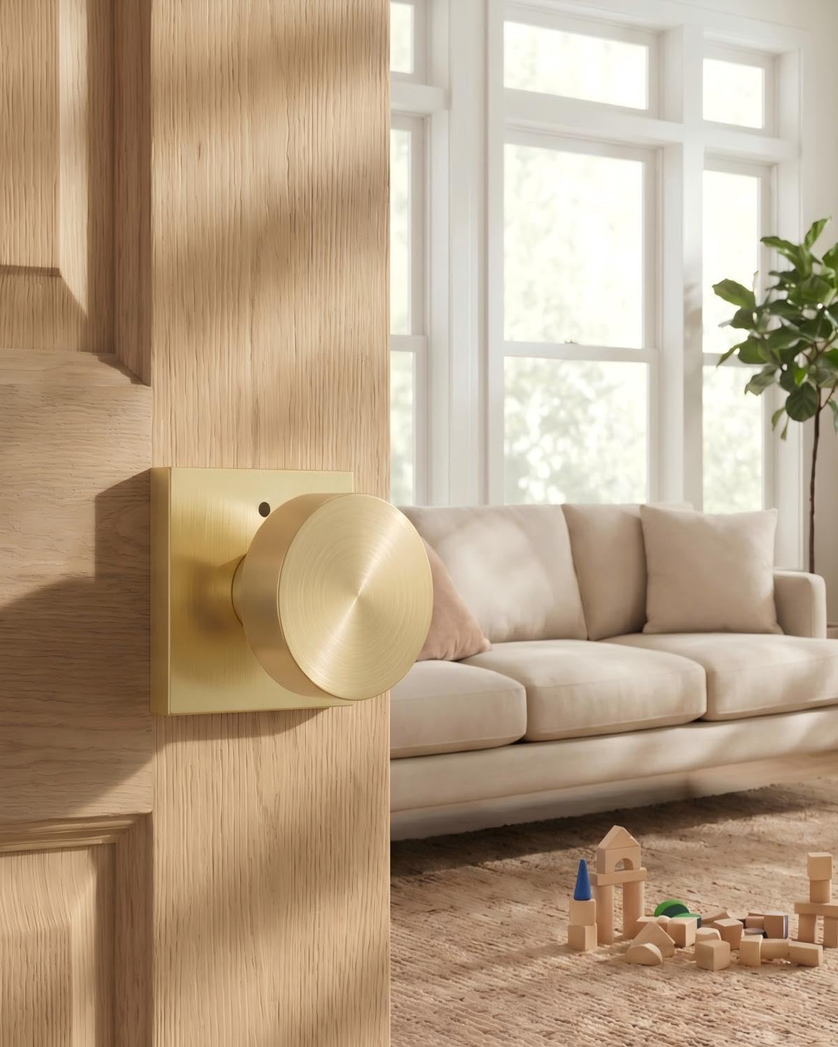 Gold Door Knobs - 6 Pack Zinc Alloy -5