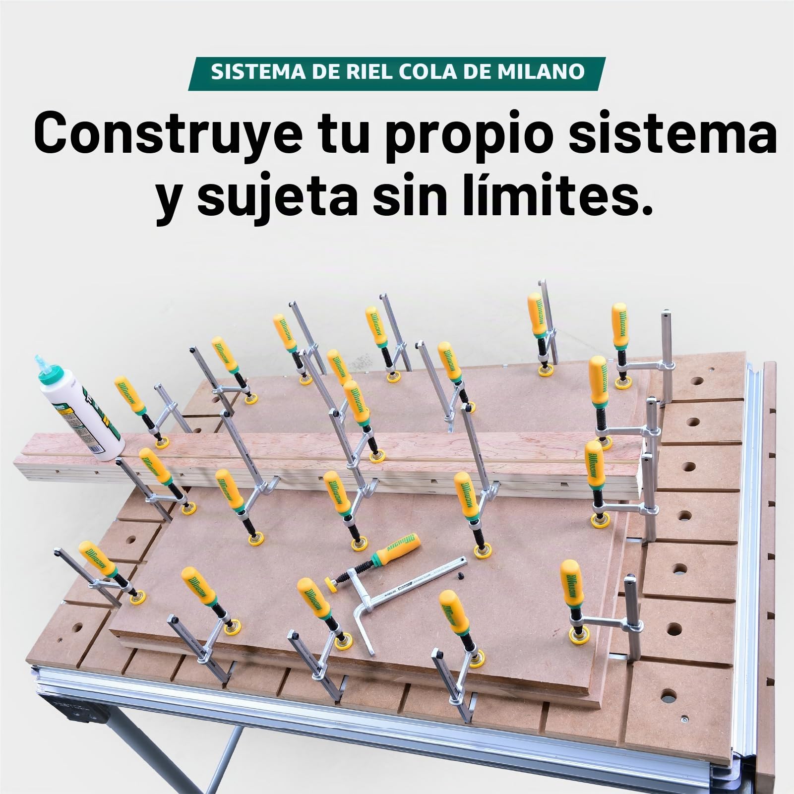 MICROJIG GRR-Ripper DVC-538K2 - Abrazaderas de cola de milano, color amarillo/verde
