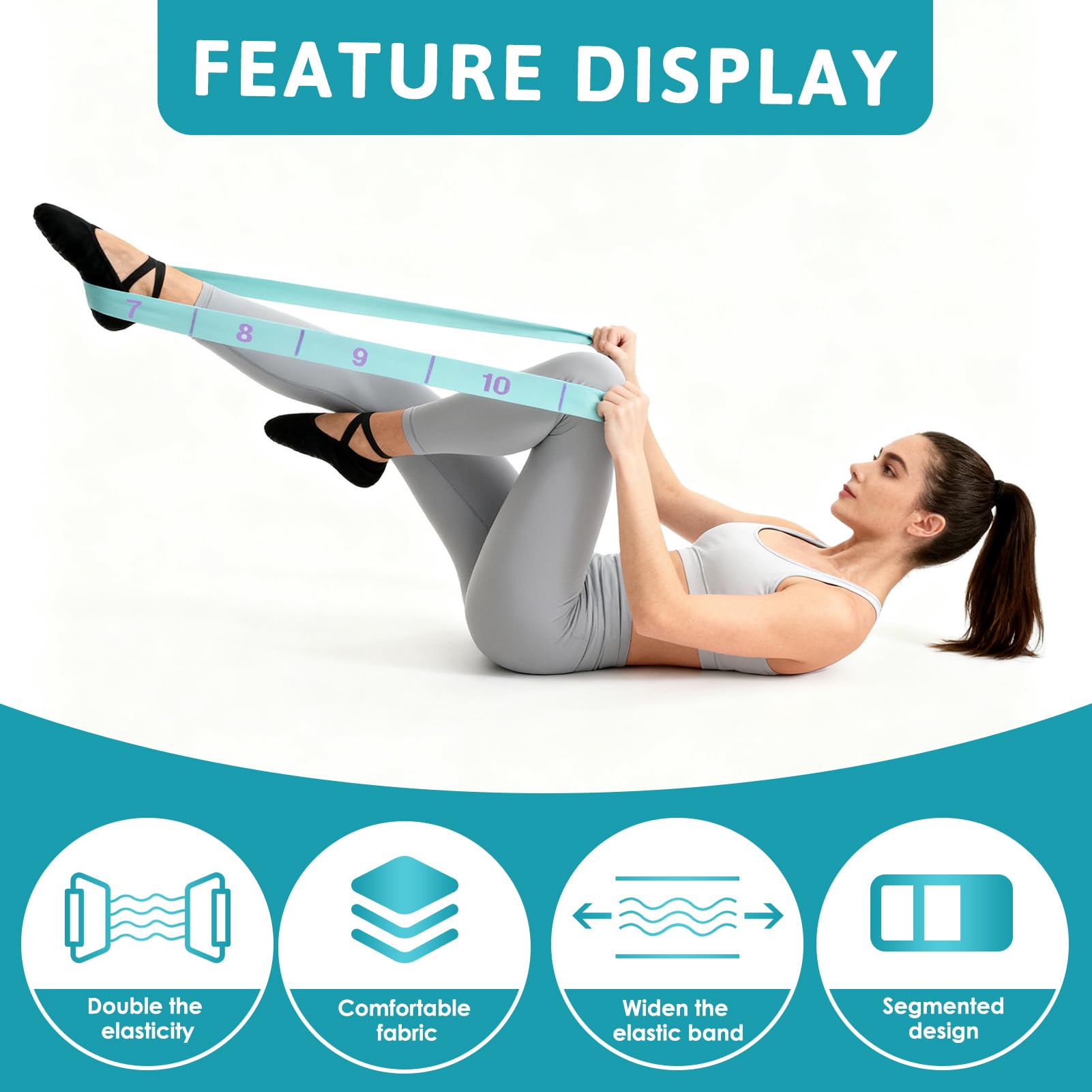 Ceinture De Yoga élastique Avec 11 Boucles - 125cm, Nylon, Pour Fitness