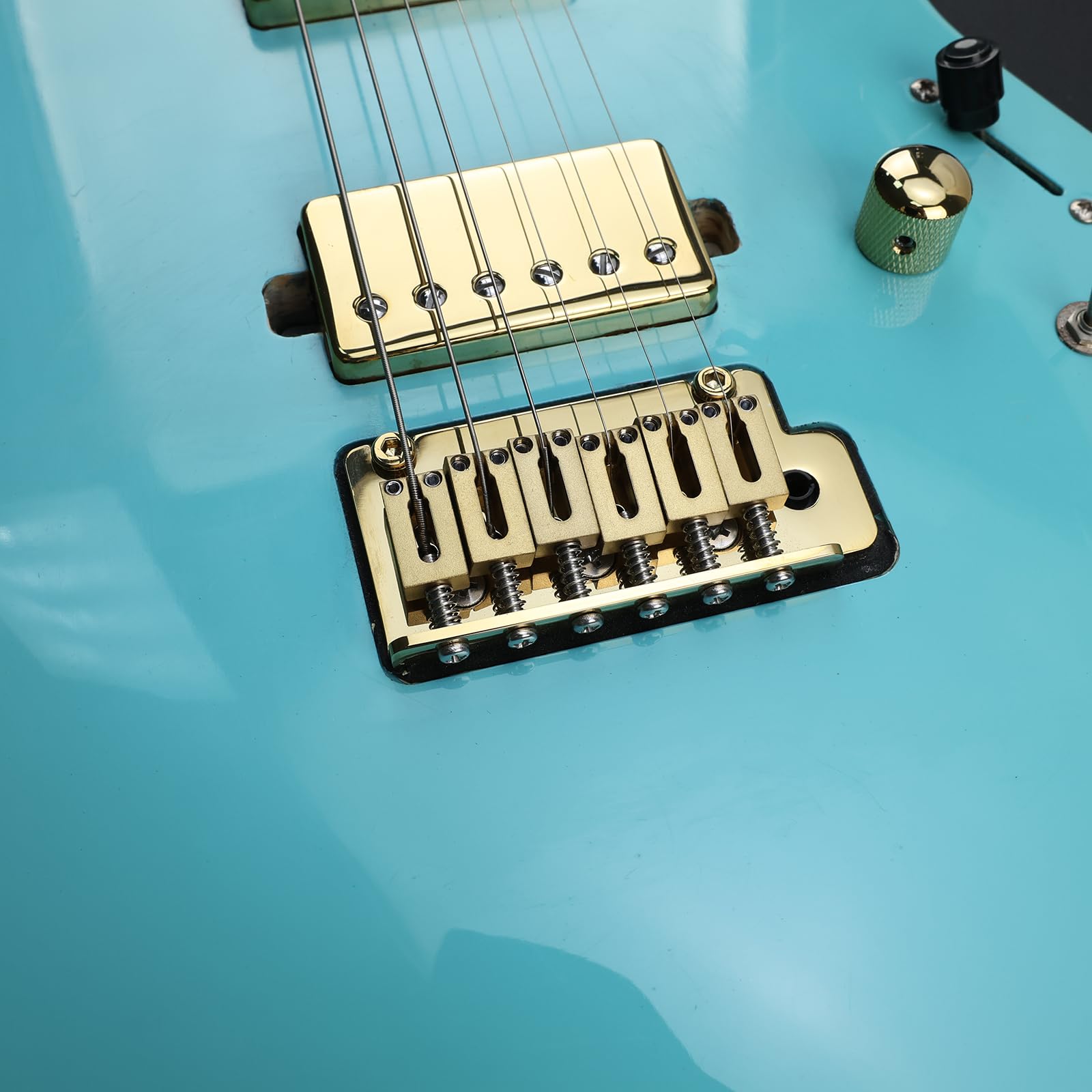 Puente de guitarra eléctrica de 10,5 mm, color dorado, puente de trémolo de 2 puntos, bloque de latón, placa de acero inoxidable, puente de guitarra eléctrica, puente de 6 cuerdas de arranque
