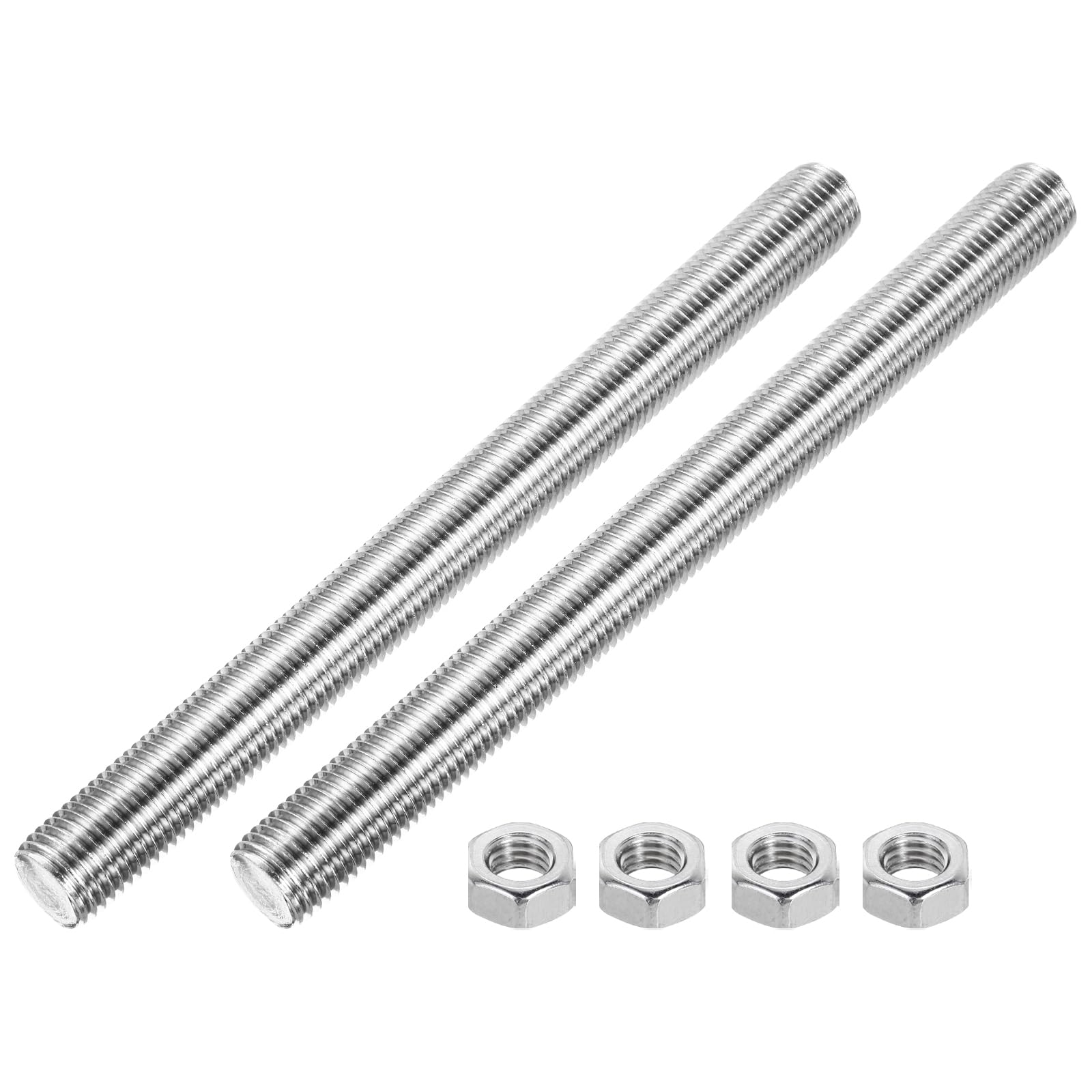 QUARKZMAN 2 Pcs Tige Filetée M22 x 250mm 2.5mm Pas de Filetage en Acier Inoxydable 304 Filetées Entièrement à Droite, Goujons de Barre Long Vis à Filetage avec Écrous pour Bricolage