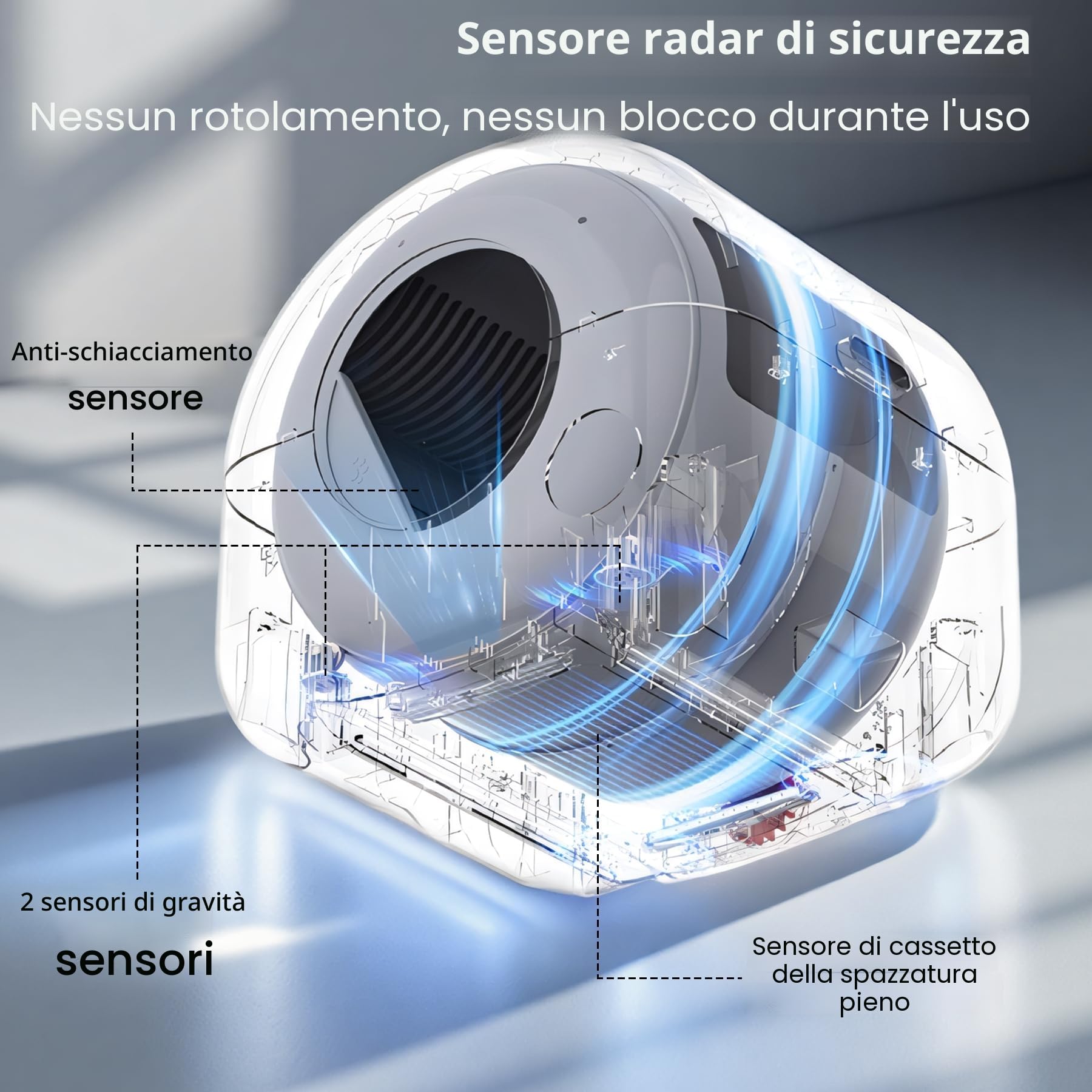 Lettiera Gatto Autopulente,Lettiera Autopulente per Gatti, Grande Capacità 76 Litri, Tipo Chiuso/Inodore/Illuminazione Ambientale, Lettiera Automatica per Gatti adatto per Più Gatti