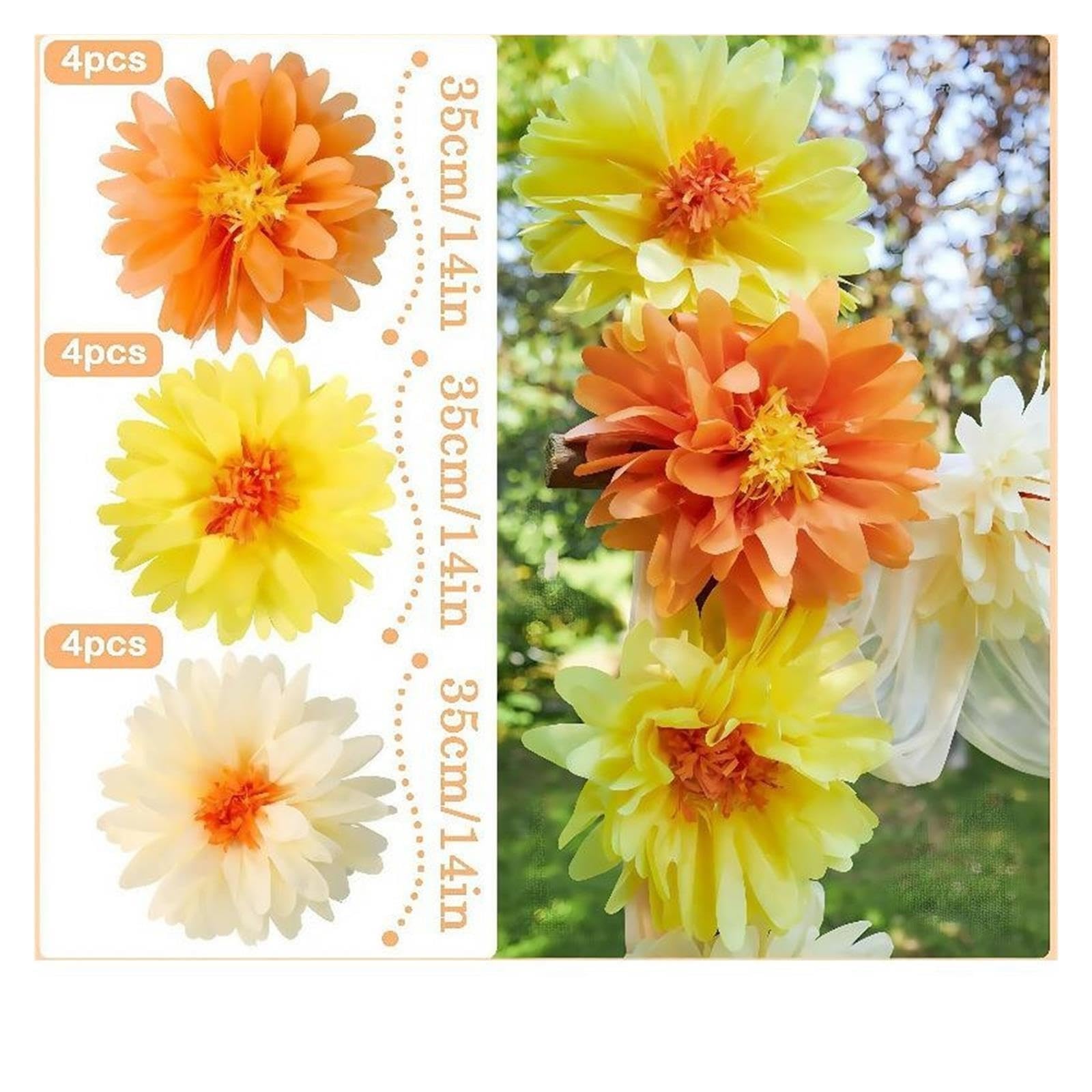 1 Juego De Flores Papel Con Forma Bola Fiesta Para Decoraciones