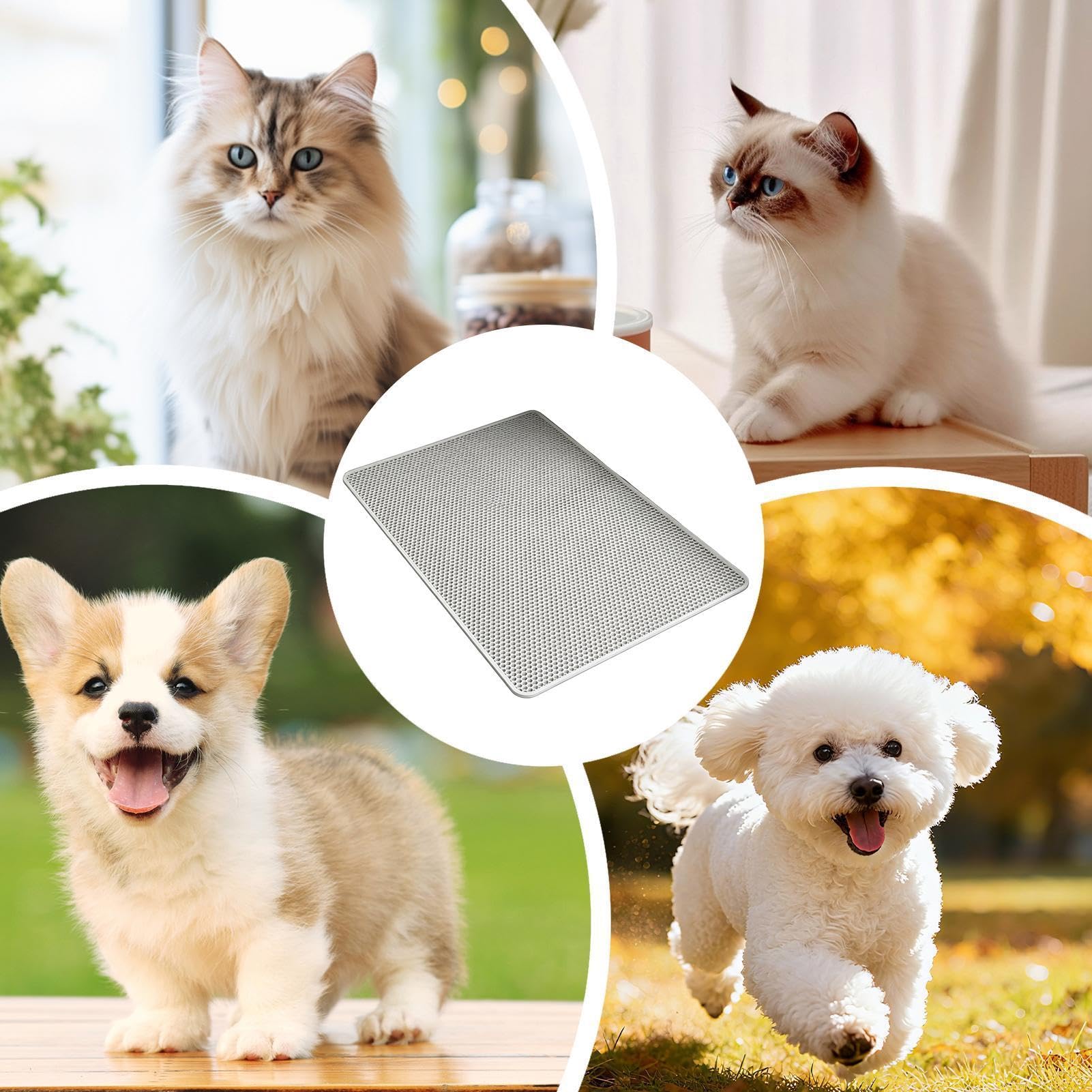 Tappetino per lettiera per gatti, a doppio strato, antiscivolo, grande, impermeabile, per animali domestici, tappeti, mobili, bagno, pulizia interna, cibo, casa ed esterno