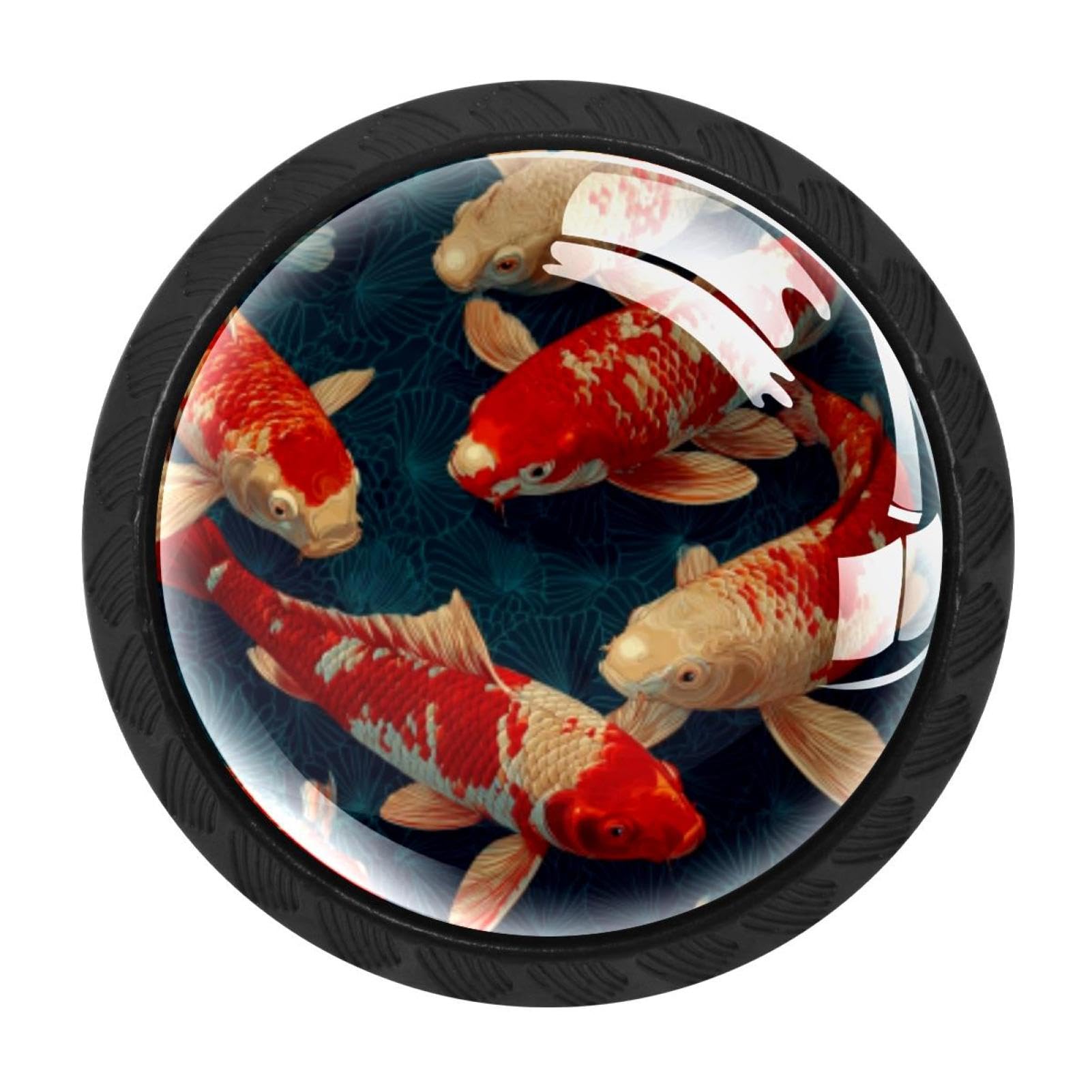 CHENZZZZ 4 Pack Cabinet Handles Fish. Koi Carp (5) Kitchen Drawer Pulls Furniture Door Handles for Cupboard Bedroom Wardrobe