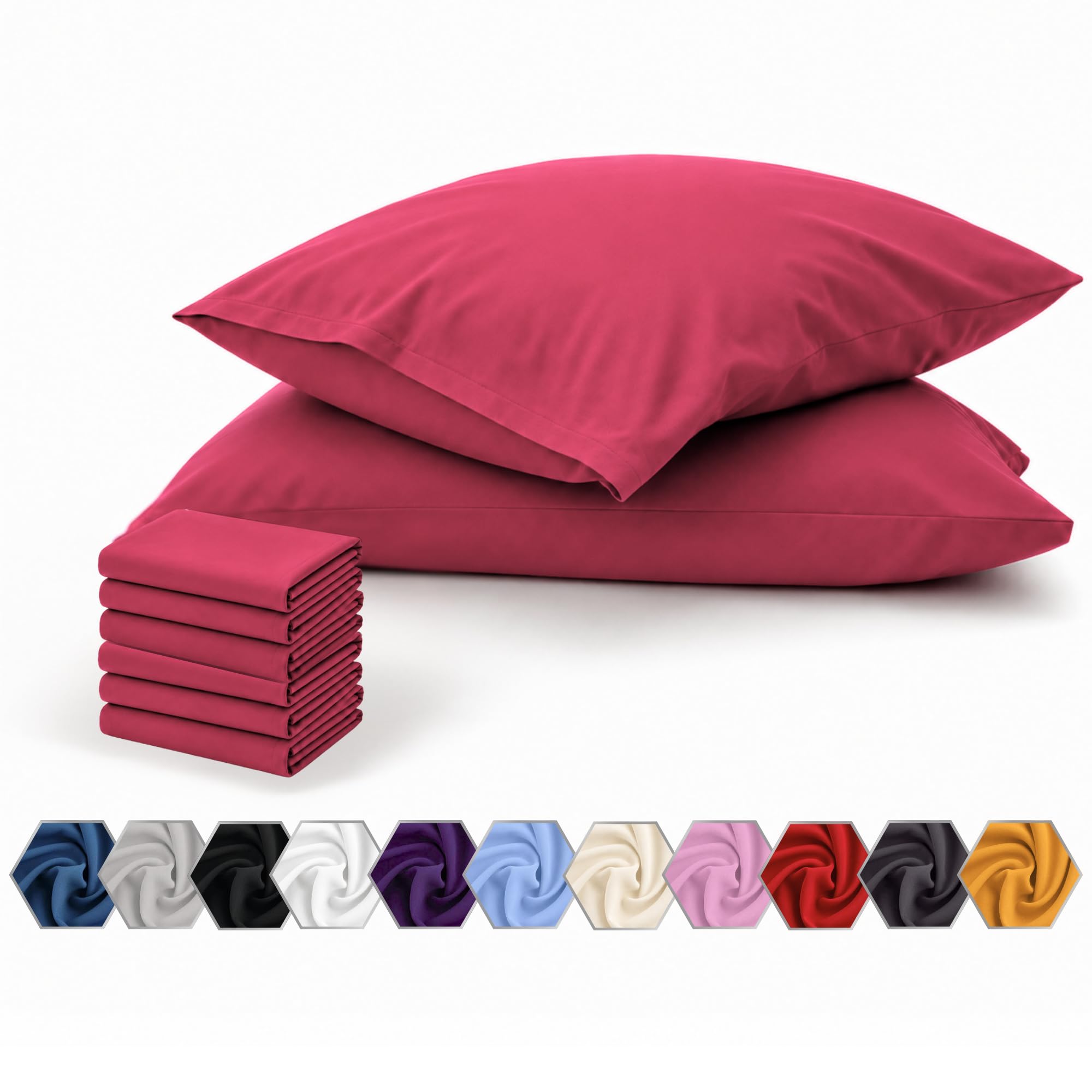 Pillow Cases 6 Pack Red – 100% Brushed Microfiber Pillowcases