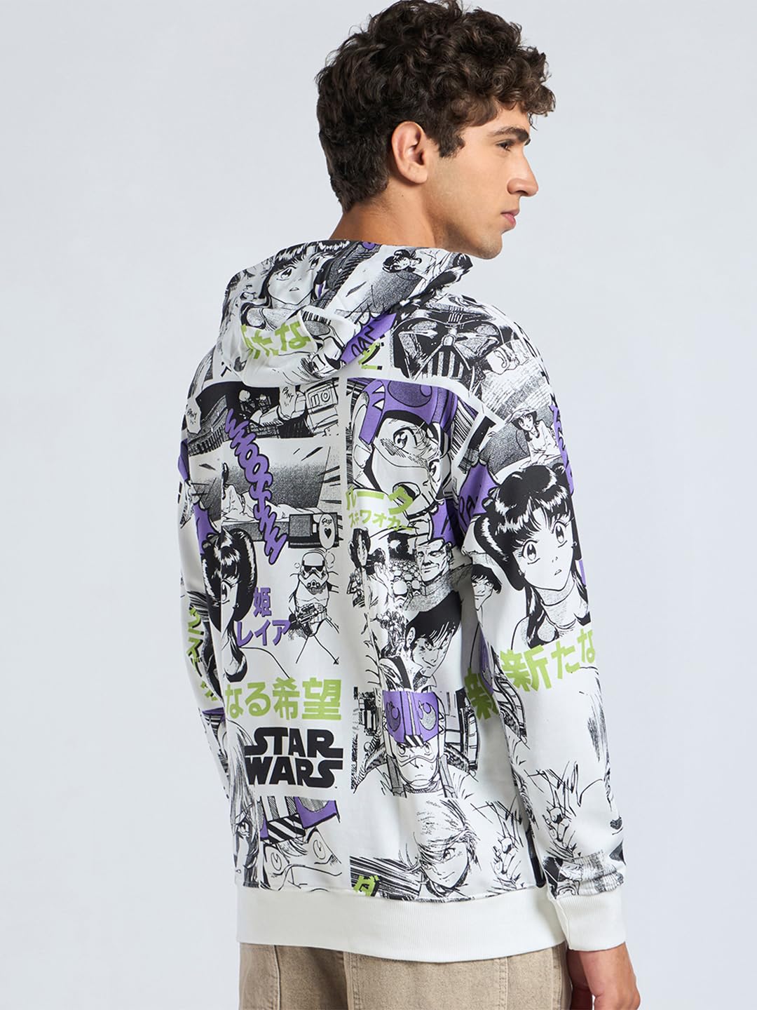 Bewakoof X Star Wars męska bluza z kapturem z bawełny poliestrowej oversize