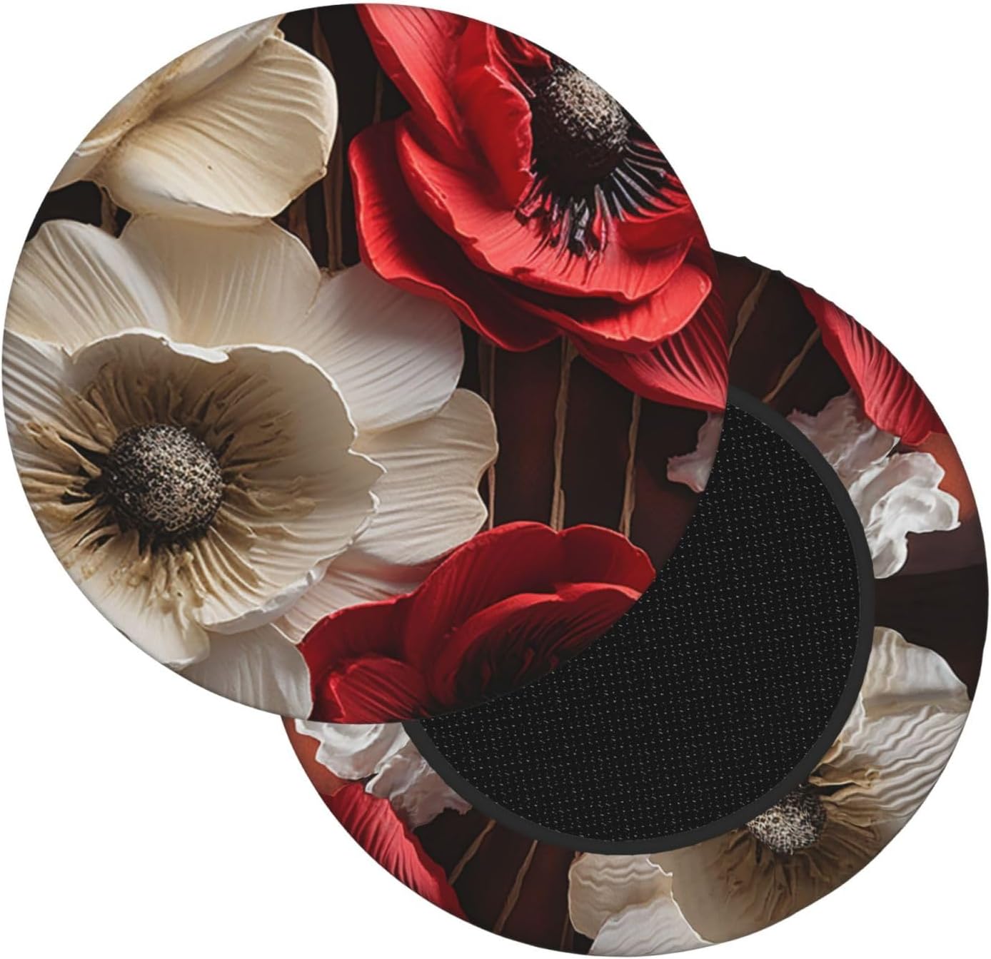 Bar Stool Cover Round Elastic Stool Cushion Covers Red and White Flowers Bar Chair Cover Washable Stool Cushion Slipcover Stretch Stool Seat Covers for 12-14 Inch Chair