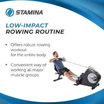 Stamina Conversion II Recumbent Exercise Bike and Rower - Cardio Machine with smart Workout App - Exercise Bike for Home Workout - Up to 250 lbs Weight Capacity | cardio machine with smart Workout App; Up to 250 lbs Weight Capacity