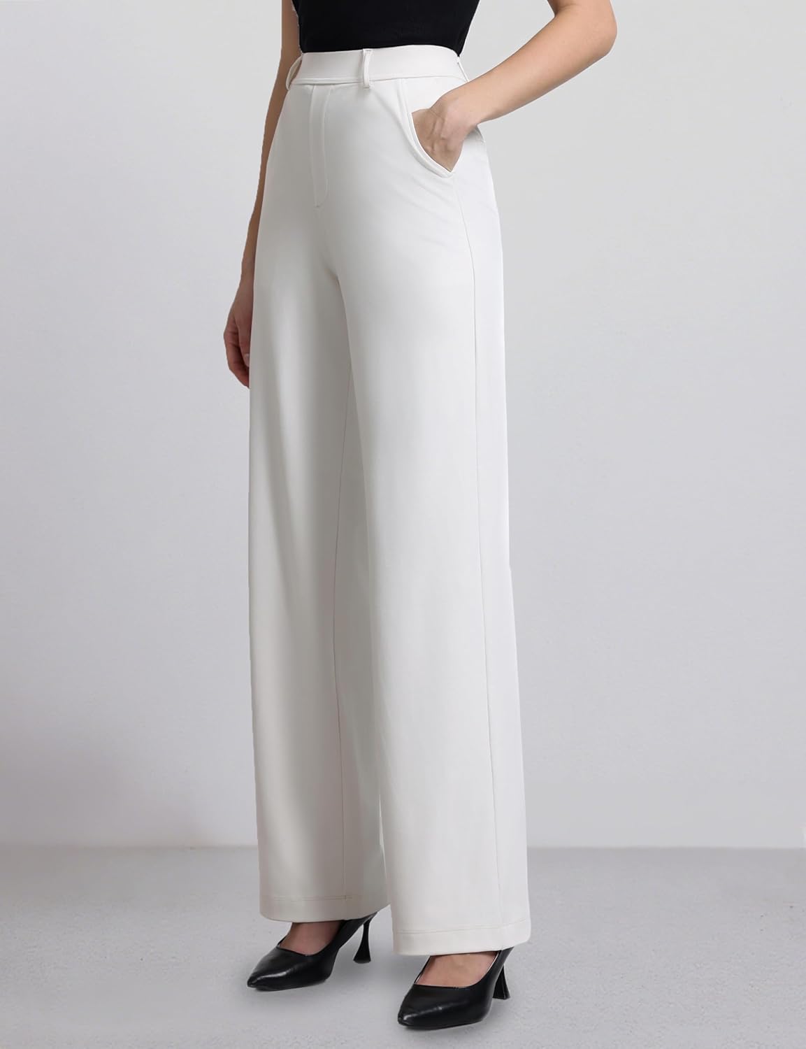 ESOFT Womens Dress Pants 27"/29"/31” Business Work Pants Wide Leg Pull On High Waisted Casual Stretchy Trousers Pockets - Image 3