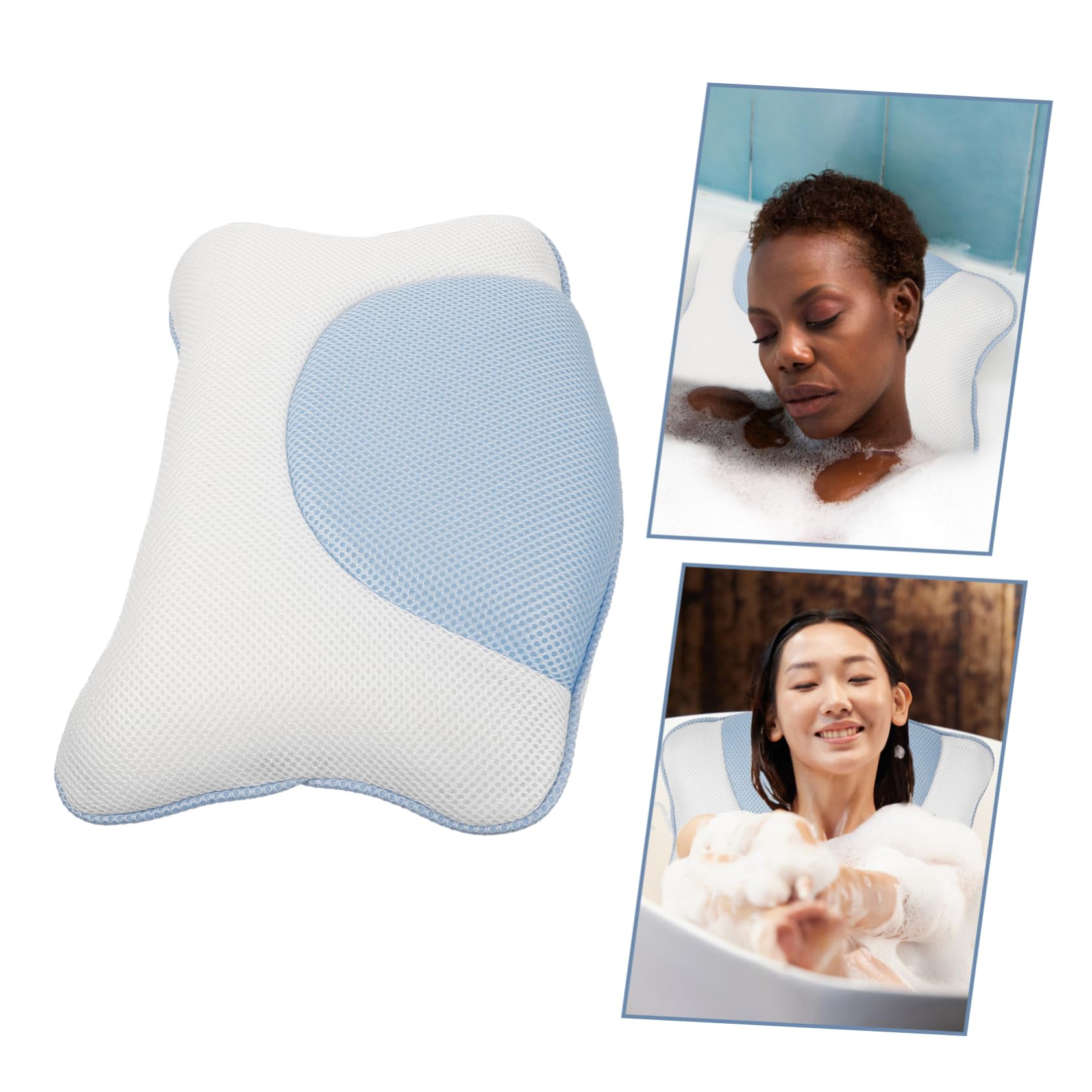 Cuscino Bagno con Ventose Antiscivolo Poggiatesta per Bagno e Spa e Idromassaggio