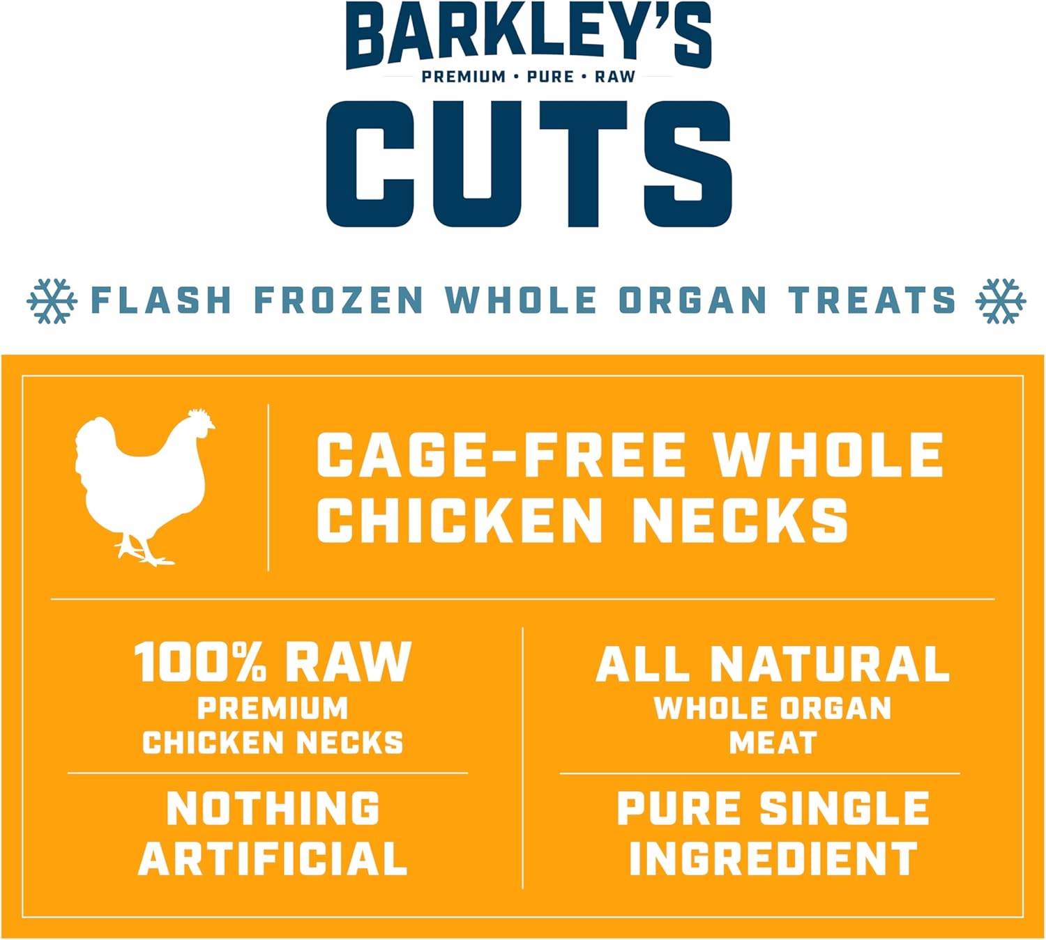 Barkley’s Cuts, Frozen Raw Whole Chicken Necks Dog Treats, Single Ingredient, Flash Frozen, Training Treats, Food Toppers for Puppies & Dogs, for All Dog Breeds, Ages & Sizes, 16 Oz Bag (6 Pack)