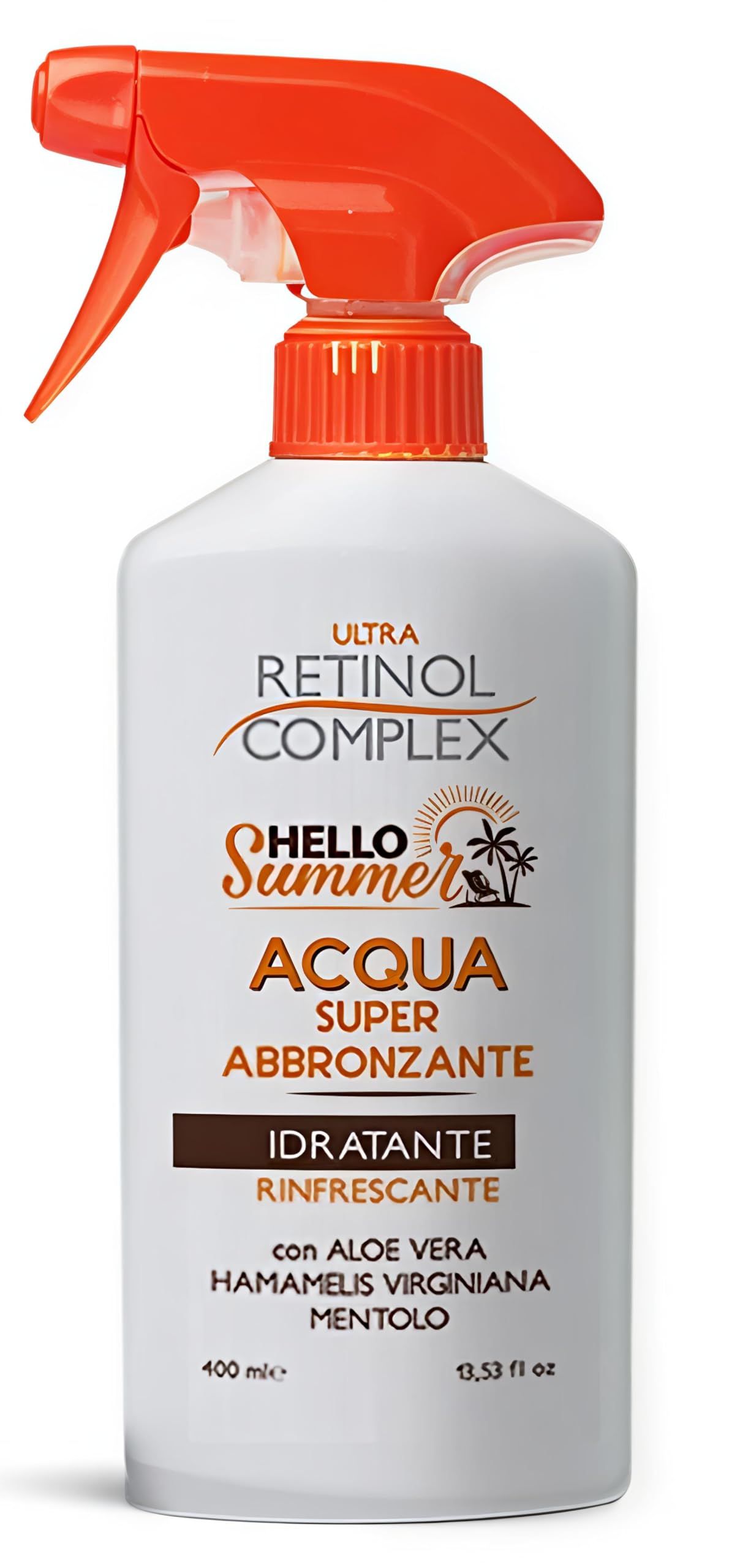 Retinol Complex Hello Summer Agua Super Bronceadora, Hidratante y Refrescante, con Aloe Vera y Mentol, 400 ml