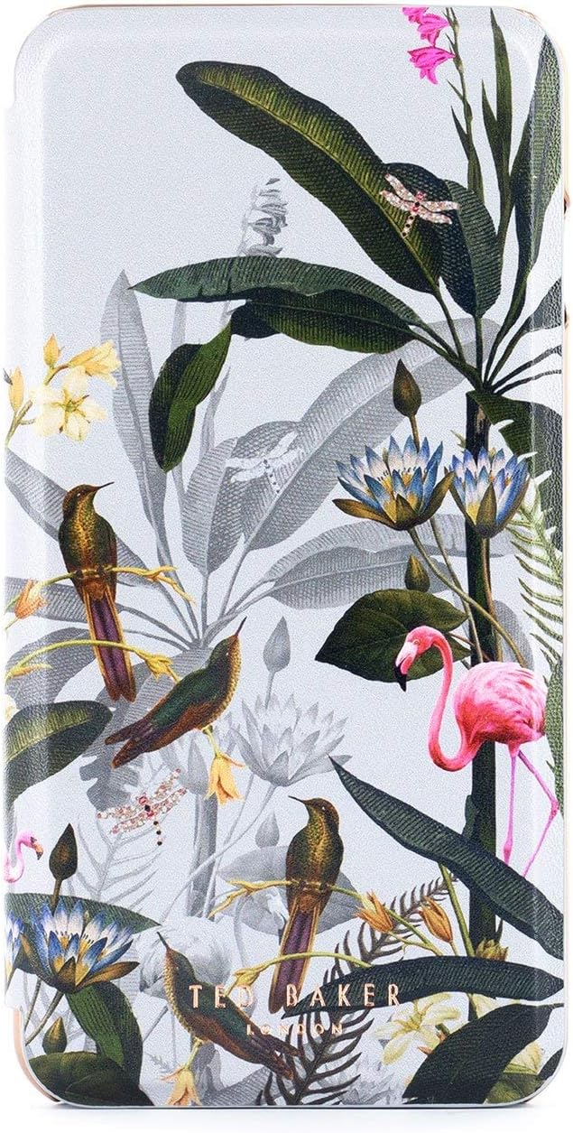 Ted Baker PLEE Mirror Folio Case with Outer Card Slot for iPhone 8 Plus / 7 Plus / 6 Plus, Protective Wallet iPhone 8 Plus / 7 Plus / 6 Plus Cover for Professional Women - Pistachio Grey