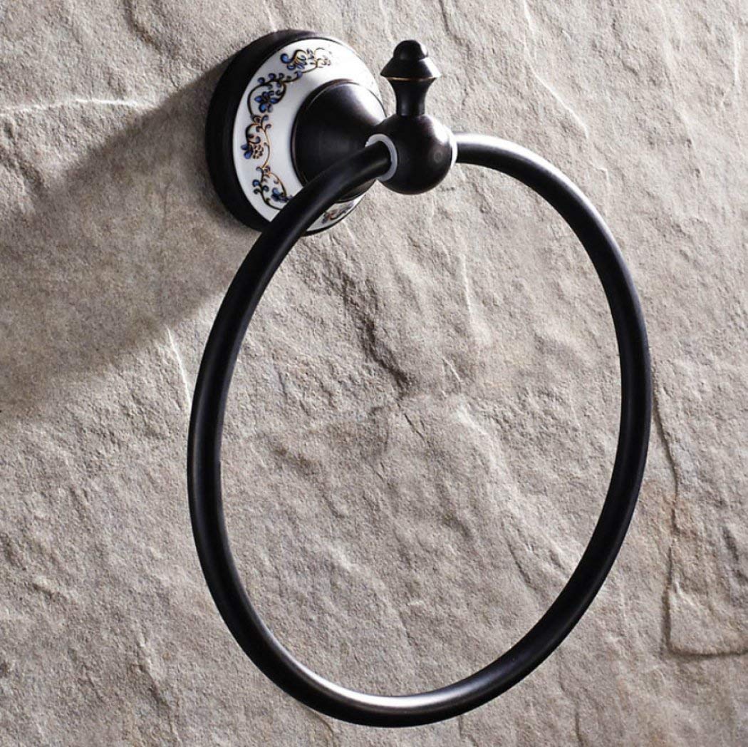 Anneau serviette toilette noir GZZ suspendu pour une salle de bain ordonnée au quotidien