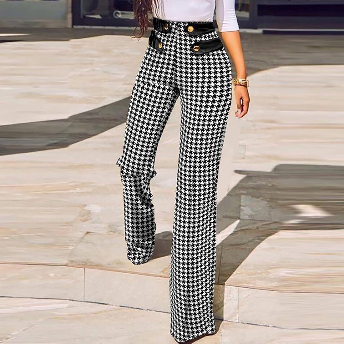 MEDI HOUNDSTOOTH STRAIGHT PANTS minimalistgolfswing.com
