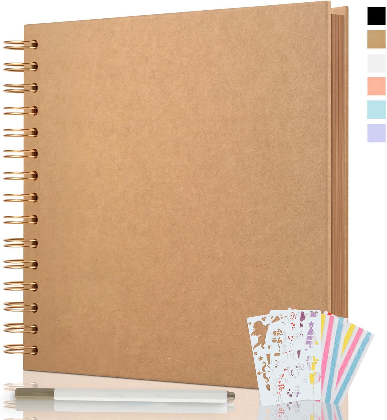 Potricher Album De Scrapbooking De 20,3 X 20,3 Cm à 40 Pages à Couverture Rigide En Papier Kraft Pour Mariage Et Anniversaire De Famille (blanc, 20,3 Cm