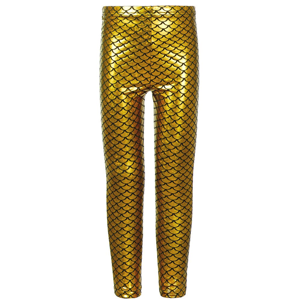 Emre Fashion Women's Gold Emre Fashion® Disco Metallic Fish Mermaid Shiny Legging - Wet Look Elastic Waist Comfortable Stretchy Tights Dance Fancy Dress Party Pants (, X-Large)
