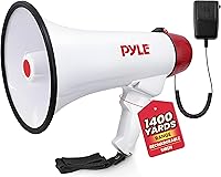 Vista 1 de Pyle Altavoz megáfono PA Bullhorn - Batería recargable de sirena integrada, conector auxiliar de 40 vatios y rango de 1000 yardas, función