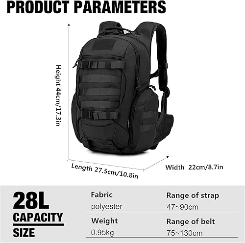 Miniatura 2 de Mardingtop Mochila táctica para hombres, mochila militar Molle para senderismo, mochila de motocicleta, mochila EDC de 28 L