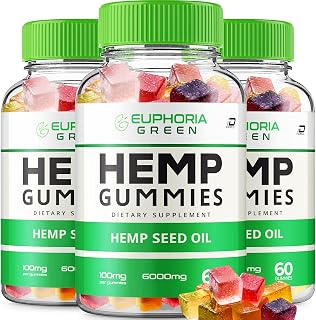 Euphoria Green Hemp Gummies - with Hemp Seed Extract EuphoriaGreen Hemp Gummies Tinnitus Herbal Supplement, Health and Wellness Support, All Natural Euphoria Green Hemp Gummy (3 Pack - 180 Gummies)