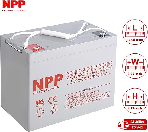 Miniatura 8 de NPP Power HR12500W FR 12V 155Ah 12Volt AGM - Batería recargable de alta tasa de plomo ácido, 12 voltios, 3000 W, 500 vatioscelda, reemplazo para UPS