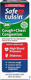 Safetussin DM Cough + Chest Congestion, Safe for Adults with High Blood Pressure & Diabetes, 8 oz
