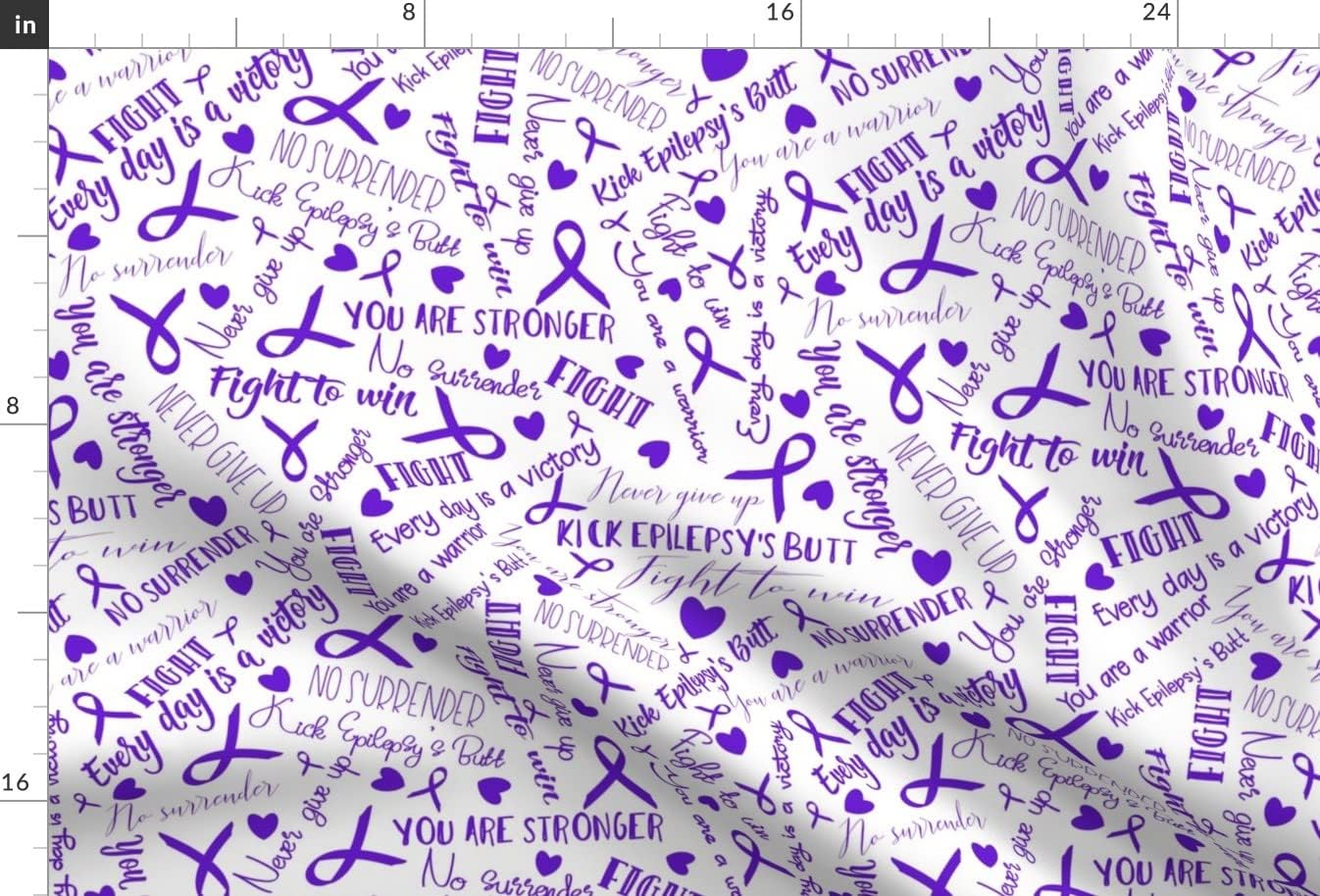 Spoonflower Fabric - Epilepsy Words Purple Awareness Printed on Chiffon Fabric by The Yard - Sewing Fashion Apparel Dresses Home Decor