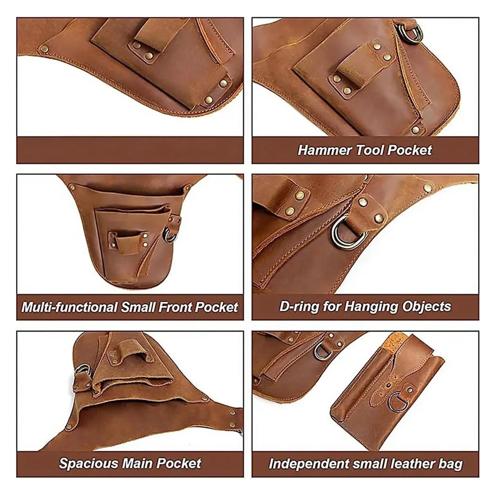 Secateur Holster Marsupio in materiale PU Cintura regolabile Costruzione in pelle Design multitasche Custodia for attrezzi Cura del prato