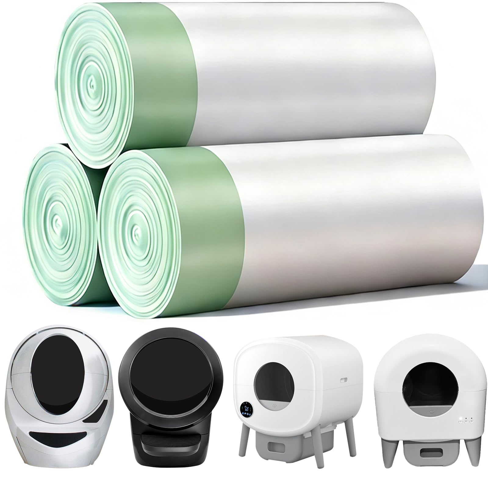 45 Count Waste Drawer Liners Bags Compatible with Litter Box Robot 4 and 3, Thick Self-cleaning Cat Litter Box Liners refill with Drawstring Heavy Duty 10-12 Gallons of Capacity