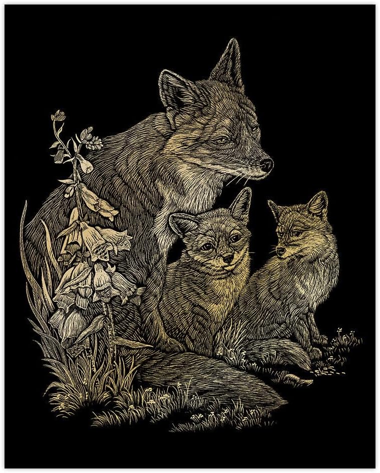 Royal & Langnickel(R) Gold Foil Engraving Art Kit 8"X10"-Fox & Cubs