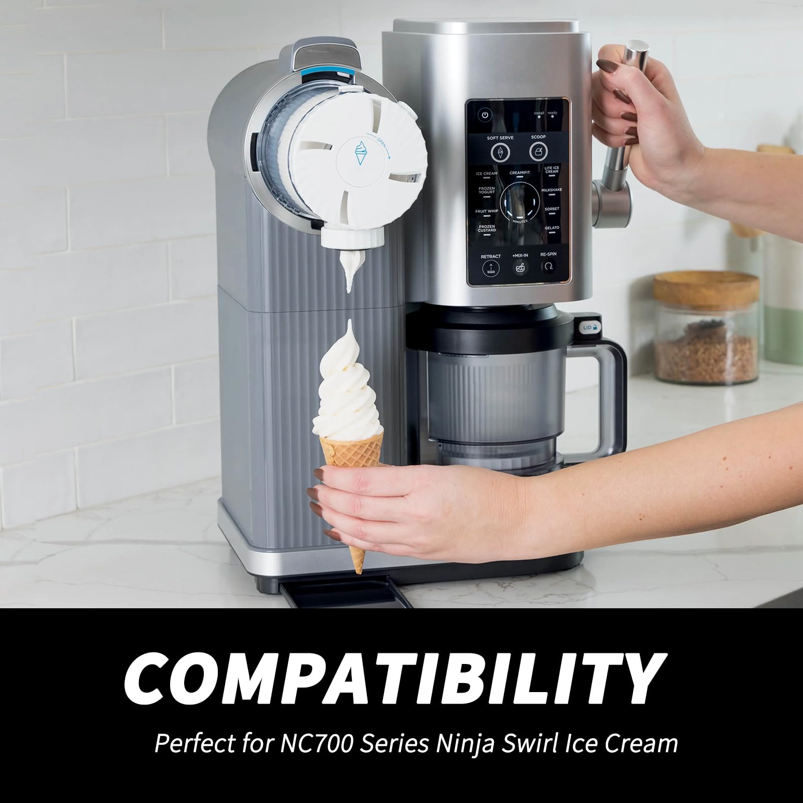 2er-Set 480ML Kompatible Behälter für Ninja Swirl CREAMi – Eisbehälter mit grauen Deckeln für NC700 & NC701EU Serie-Spülmaschinenfest & BPA-frei