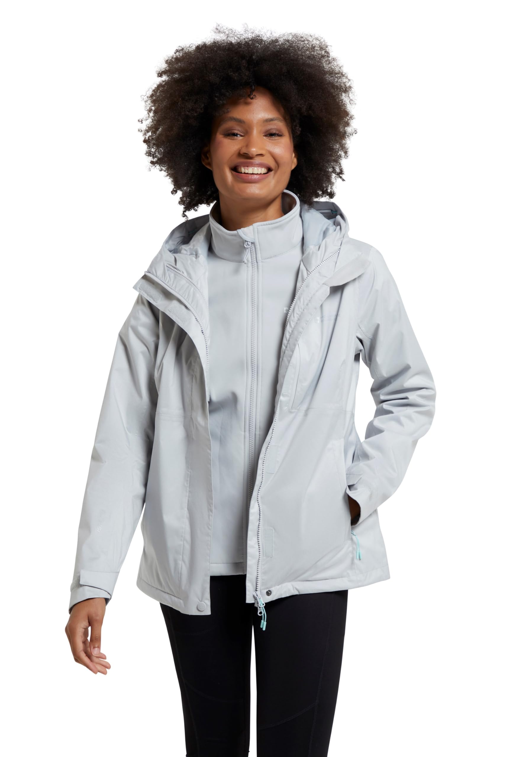 Mountain Warehouse Women's 'Whirlwind' Waterproof Adjustable Hood Softshell Inner Jacket in Grey | Size: 10