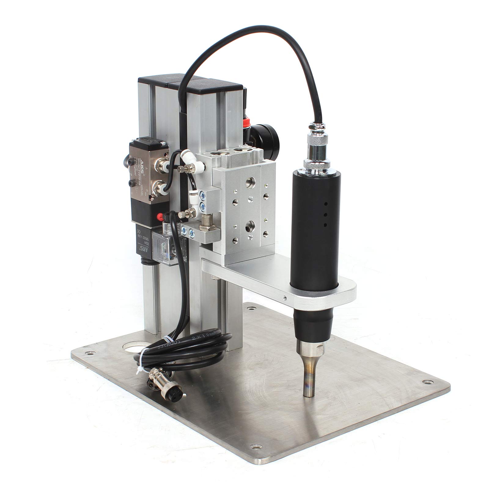 Ultrasonic Spot Welder, 500W Pneumatic Type Ultrasonic Spot Welding Portable Ultrasonic Semi-automatic Spot Welder Garment Accessories Motorized Desktop Welding Machine 2-10mm Welding Area