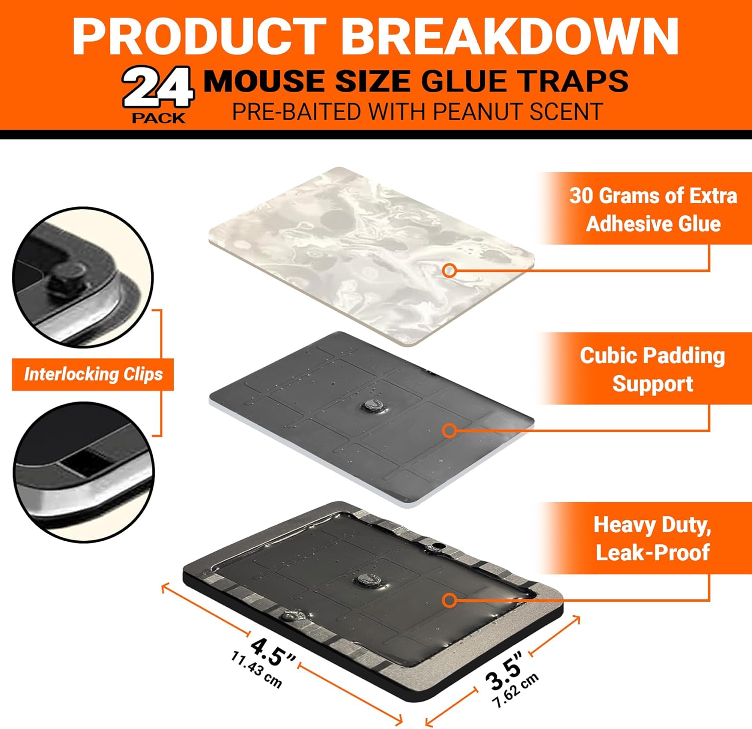 Glue Mouse Traps Indoor for Home (24 Pack), Small Glue Mice Traps, Pre-Baited Peanut Scent Sticky Mouse Traps for Small Mice, Insects, Rodent, Bug & Spiders, Pet & Family Safe (Small, 24pk)