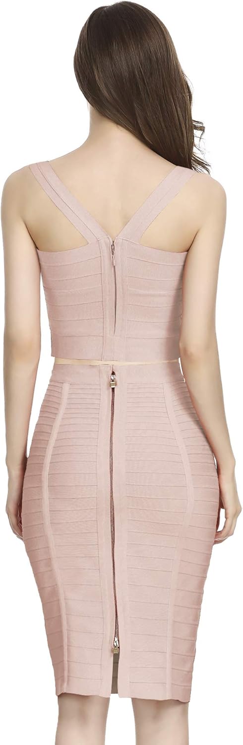 Women's High Waist Knee Length Stripe Bandage Pencil Skirt - Image 3